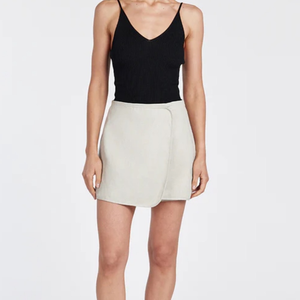 DISSH Wrap-Front Mini Skirt in Cream